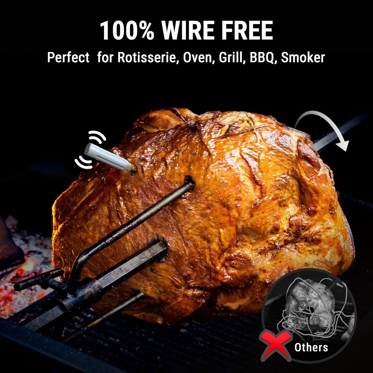 imageTempSpike 500FT Bluetooth Wireless Meat Thermometer for Grilling and Smoking Dual Meat Probes Grill Thermometer LCDEnhanced Booster Smoker BBQ Thermometer for Grill Rotisserie Turkey Beef2 probes