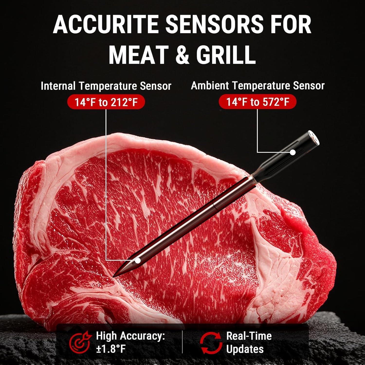 imageTempSpike 500FT Bluetooth Wireless Meat Thermometer for Grilling and Smoking Dual Meat Probes Grill Thermometer LCDEnhanced Booster Smoker BBQ Thermometer for Grill Rotisserie Turkey Beef2 probes