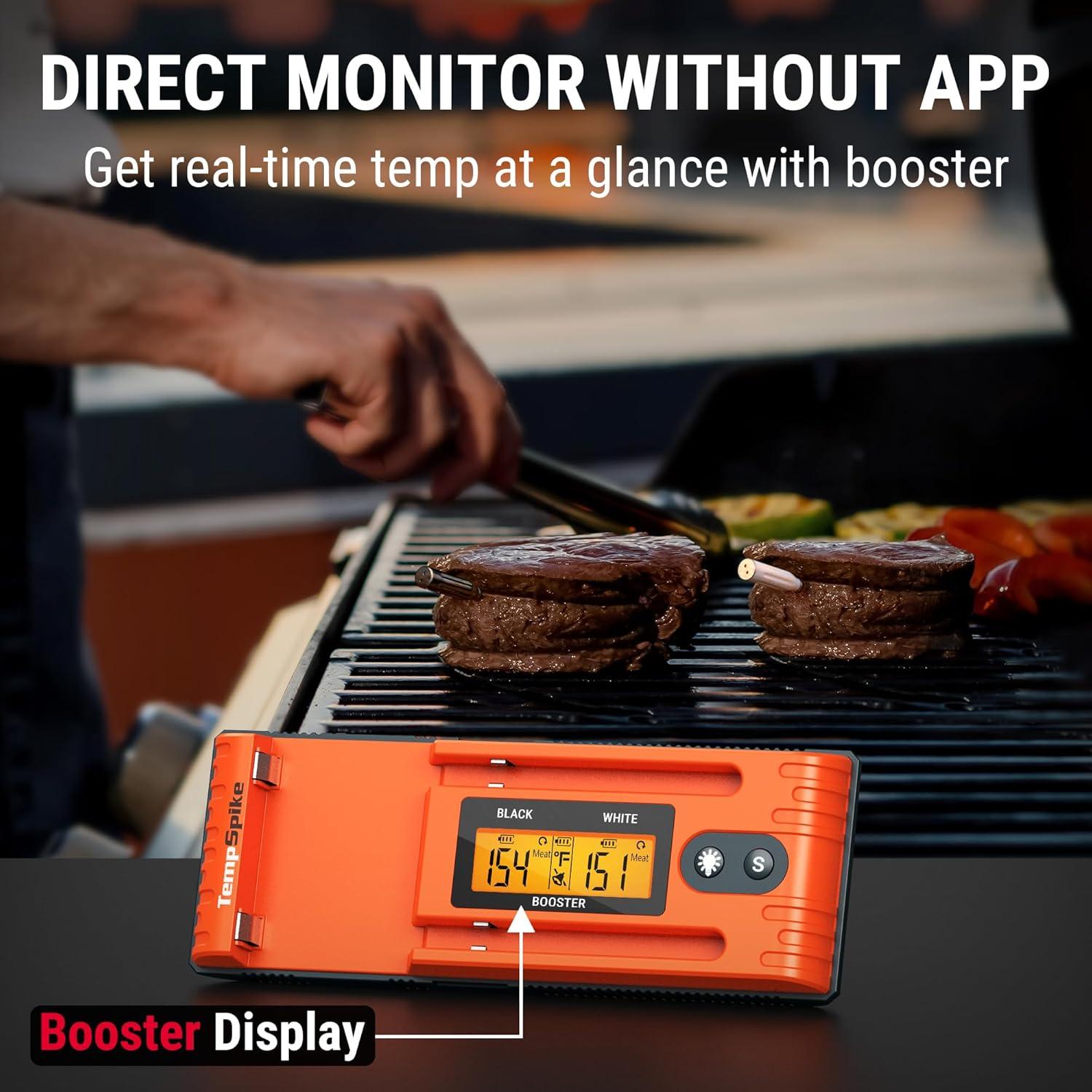 imageTempSpike 500FT Bluetooth Wireless Meat Thermometer for Grilling and Smoking Dual Meat Probes Grill Thermometer LCDEnhanced Booster Smoker BBQ Thermometer for Grill Rotisserie Turkey Beef2 probes