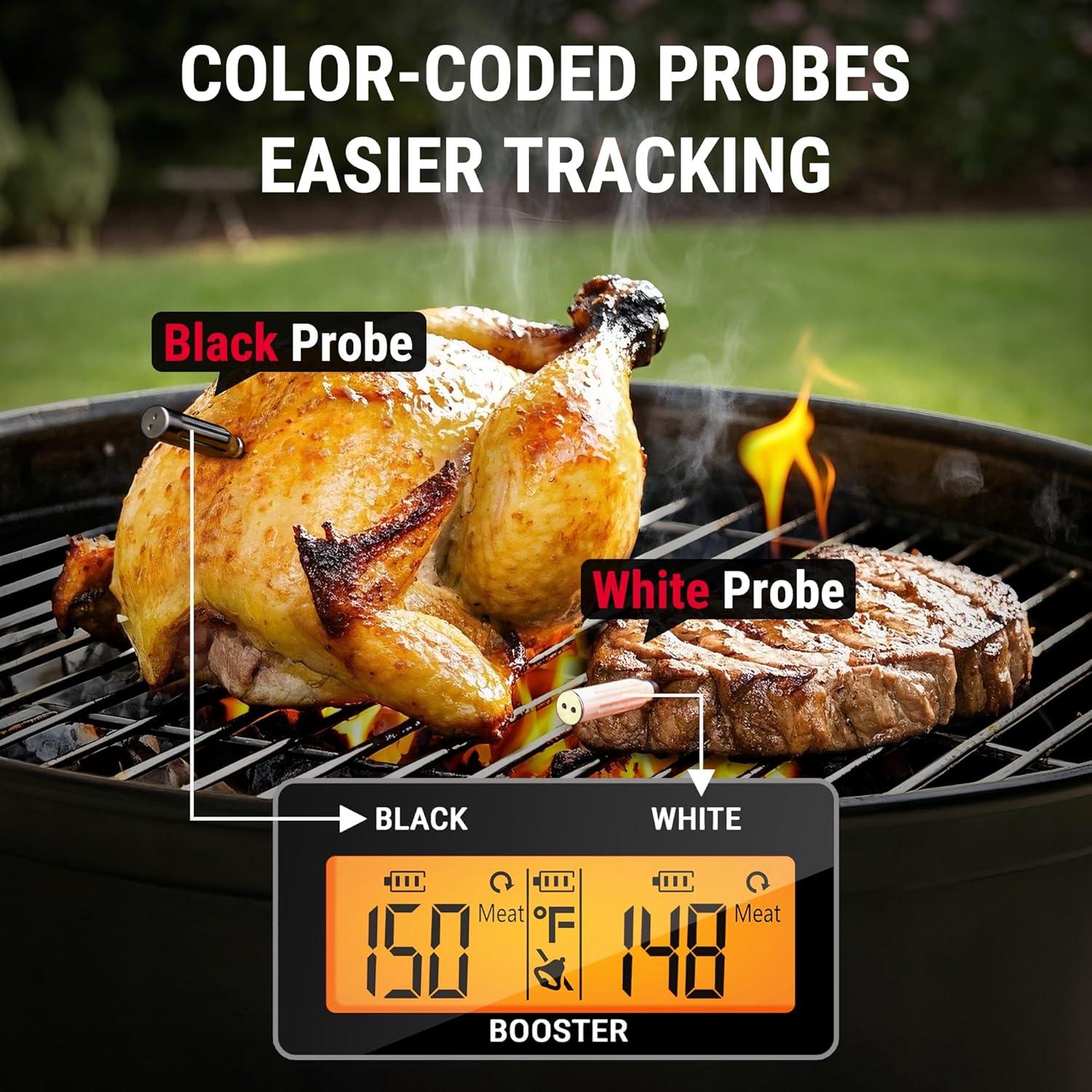 imageTempSpike 500FT Bluetooth Wireless Meat Thermometer for Grilling and Smoking Dual Meat Probes Grill Thermometer LCDEnhanced Booster Smoker BBQ Thermometer for Grill Rotisserie Turkey Beef2 probes