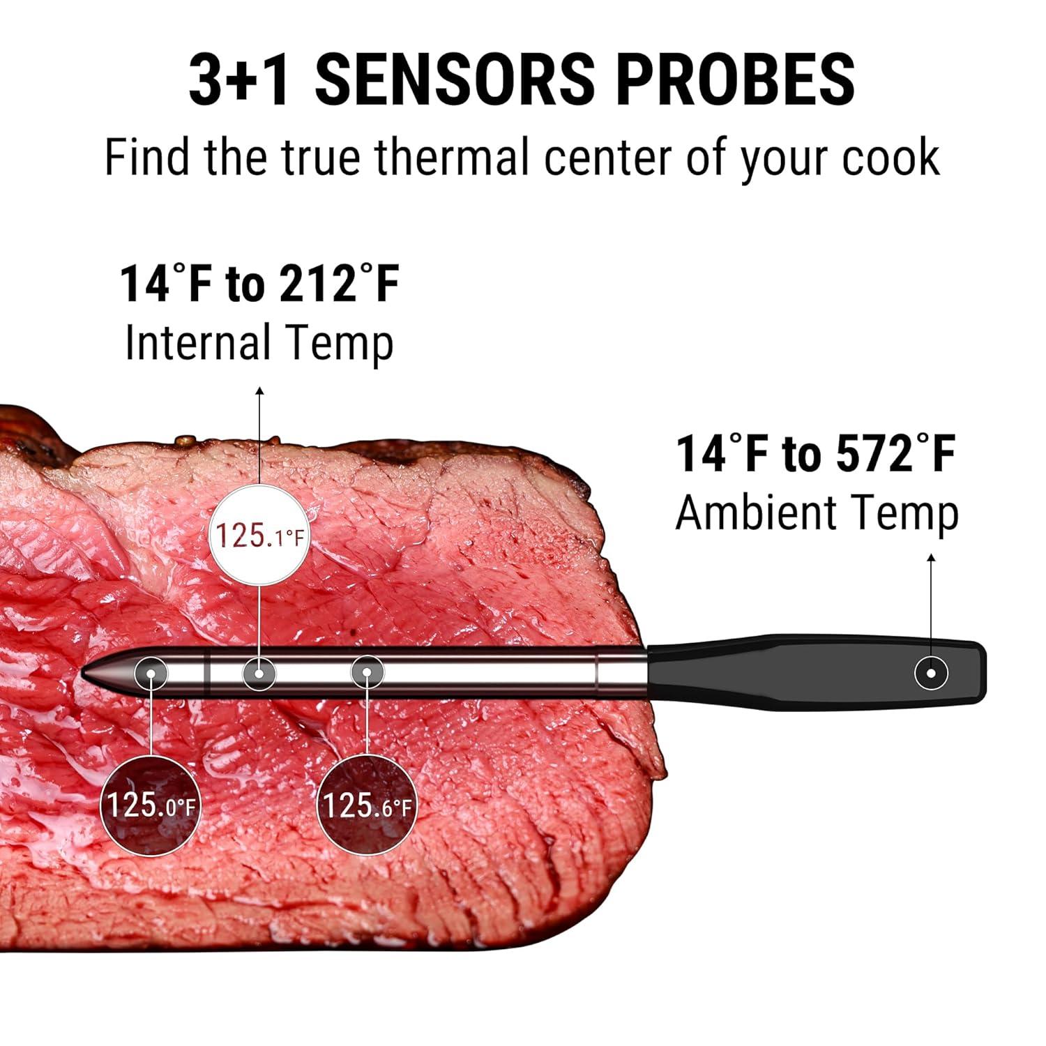 imageTempSpike Pro Wireless Meat Thermometer WiFi Bluetooth Meat Thermometer with Detachable Meat Probes 1050F Heat Resistance Food Cooking Thermometer for Grilling BBQ Oven Fryer Smoker