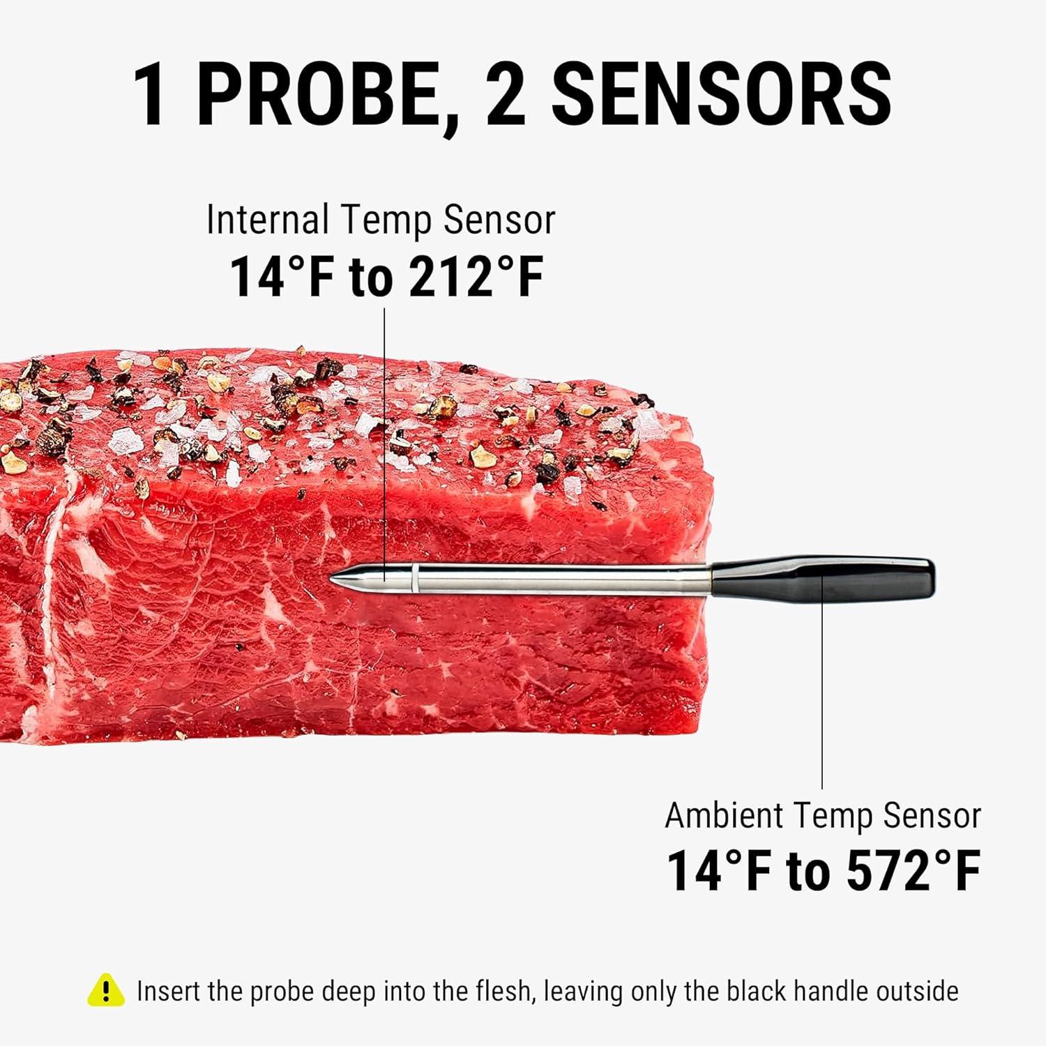 imageThermoPro 600FT Wireless Meat Thermometer with Upgraded UltraThin Probe Bluetooth Meat Thermometer Wireless for Outside Grill Smoker Thermometer for BBQ Oven Rotisserie Sous Vide TP970
