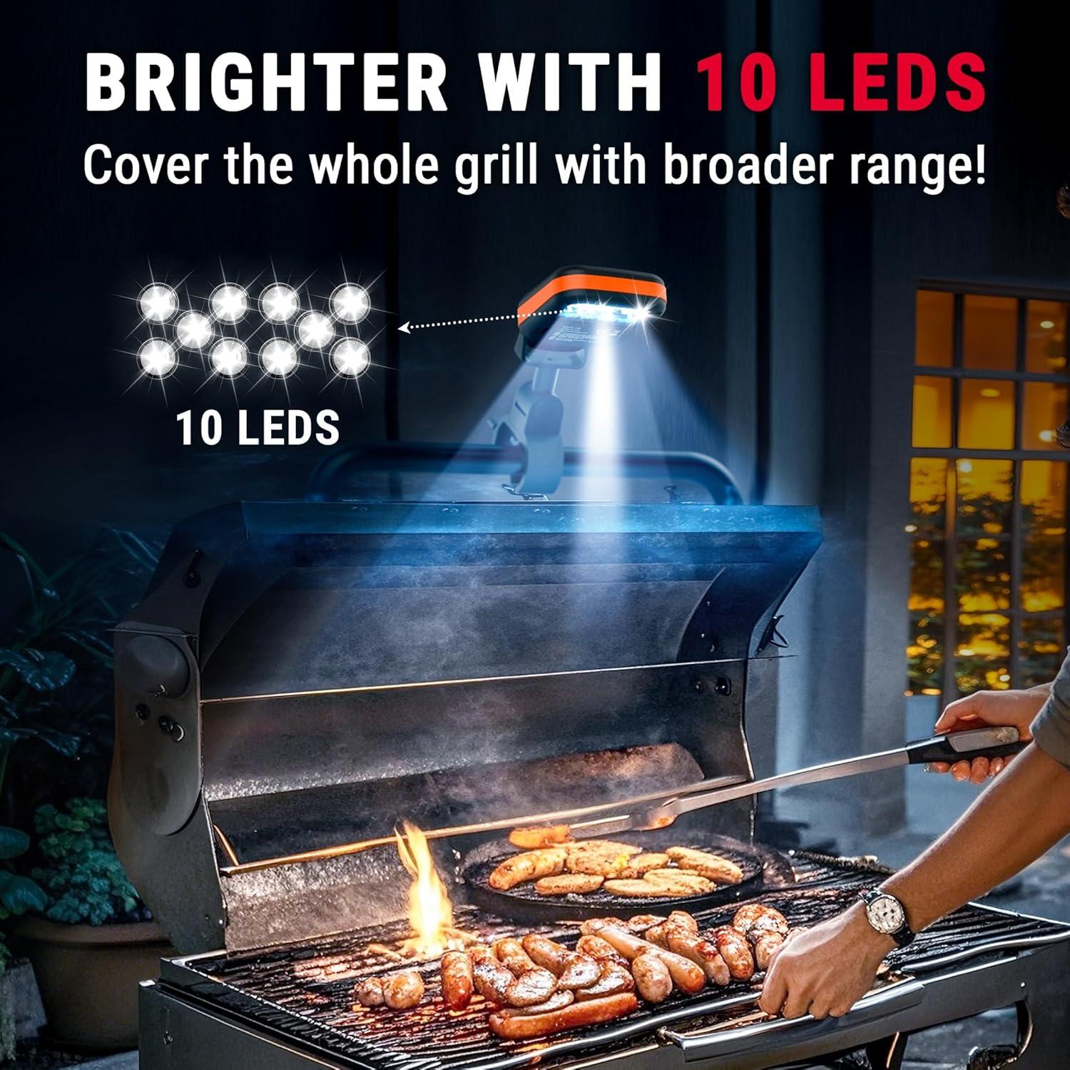 imageThermoPro Outdoor Grill Light for BBQ with 10 LEDs 3 Brightness ampamp EnergySaving Button 360 Adjustable Grill Lights for Outdoor Grill Grill Gifts for Him Her Parents Husbands Batteries Included