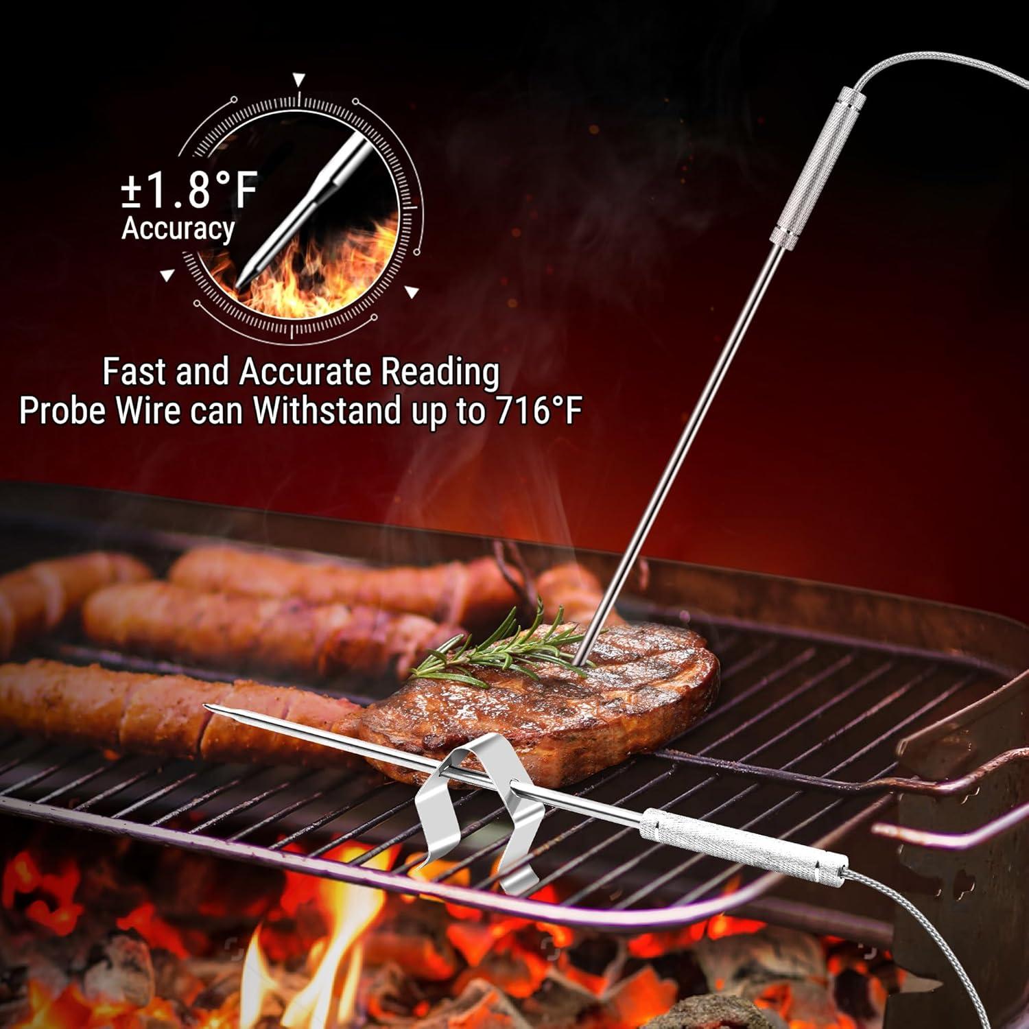 imageThermoPro TP08 500FT Wireless Meat Thermometer for Grilling Smoker BBQ Grill Oven Thermometer with Dual Probe Kitchen Cooking Food Thermometer