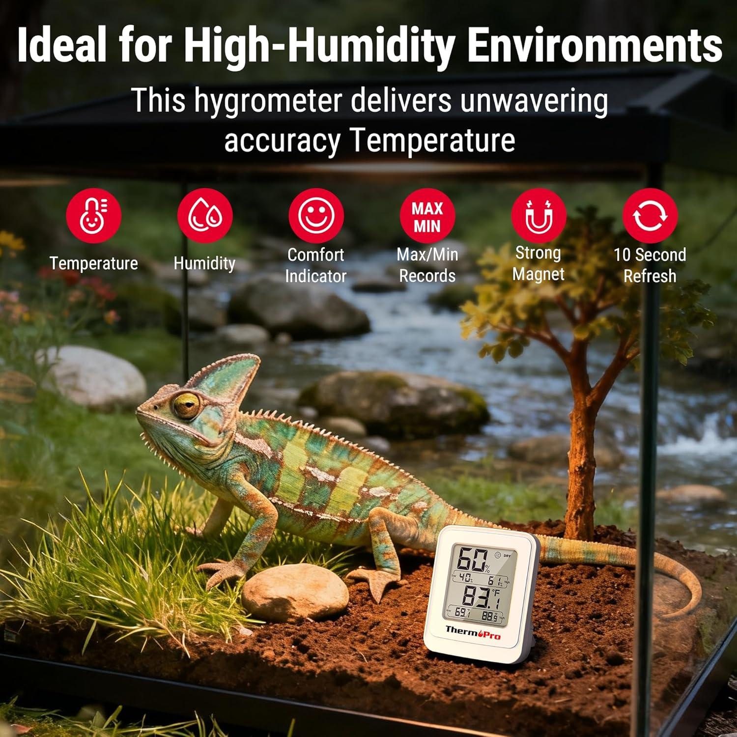 imageThermoPro TP150 Greenhouse Thermometer Hygrometer IPX5 HighHumidity Resistant Temperature and Humidity Monitor HighLow Records Humidity Meter for Indoor Grow Tents Basement Reptile Terrarium