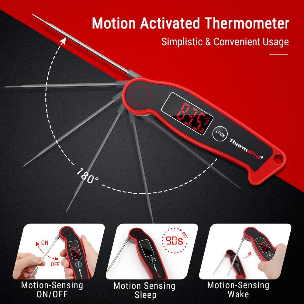 imageThermoPro TP19 Waterproof Digital Meat Thermometer for Grilling with Ambidextrous Backlit ampamp Thermocouple Instant Read Kitchen Cooking Food Thermometer for Candy Water Oil BBQ Grill SmokerClassicred