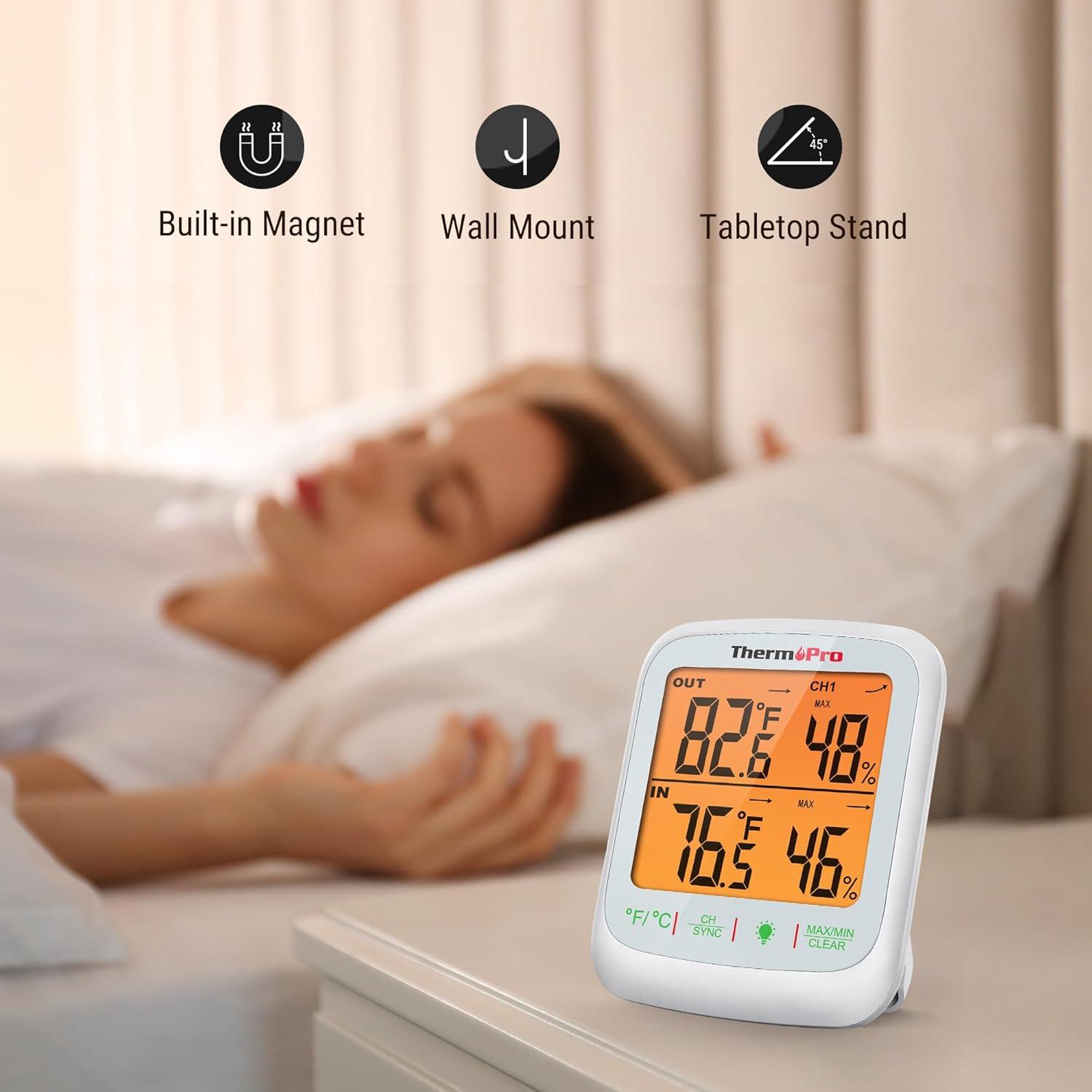 imageThermoPro TP260B Indoor Outdoor Thermometer Wireless 1000ft300m Range Pro Accuracy Digital Hygrometer Humidity Meter with Remote Temperature Sensor Inside Outside Thermometer for Home Patio Room