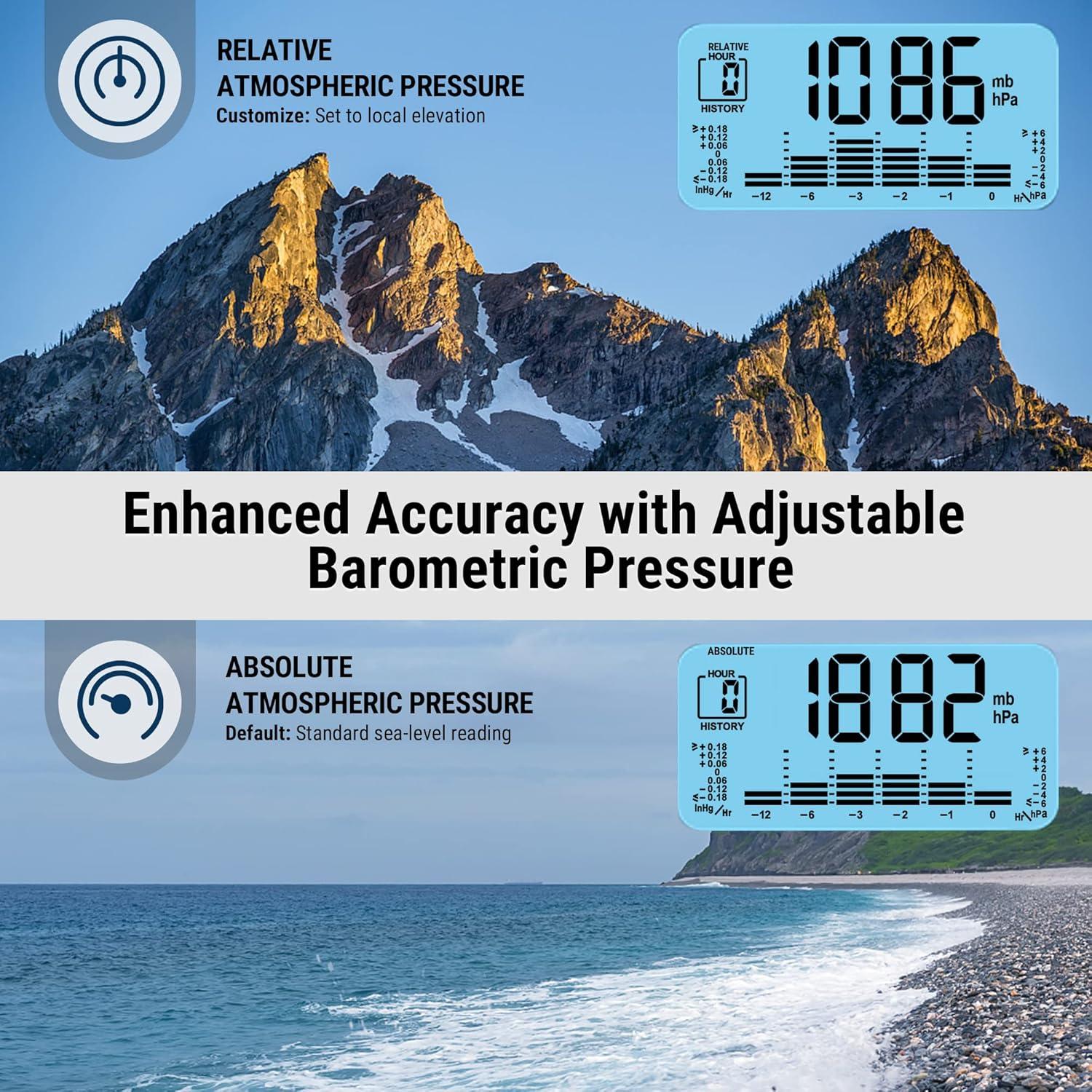 imageThermoPro TP280 1000FT Home Weather Stations Wireless Indoor Outdoor Thermometer Indoor Outdoor Weather Stations with Accurate Sensor Inside Outside Weather Thermometer Barometer with ForecastBlack