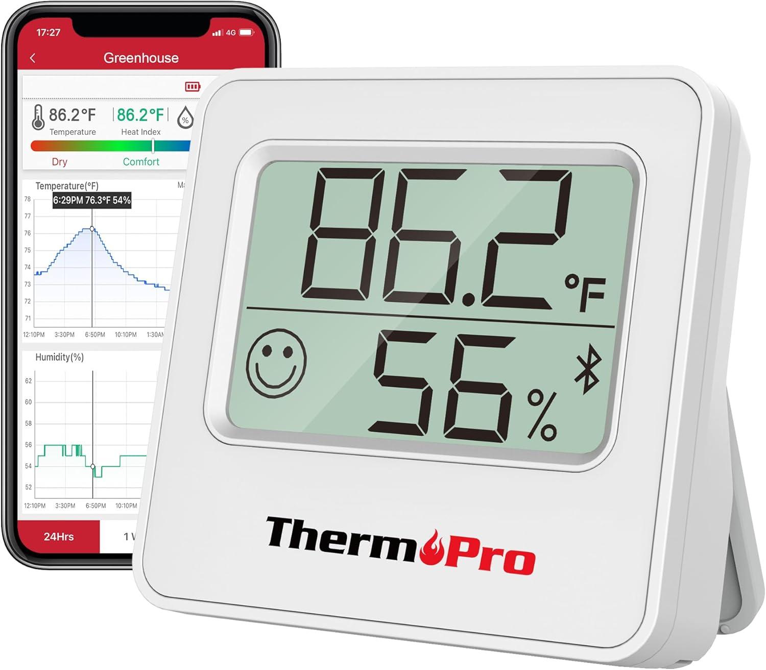 imageThermoPro TP357 Digital Hygrometer Indoor Thermometer of 260FT Bluetooth Thermometer Humidity Meter with Smart App Room Thermometer Humidity Gauge with Temperature Humidity Sensor1