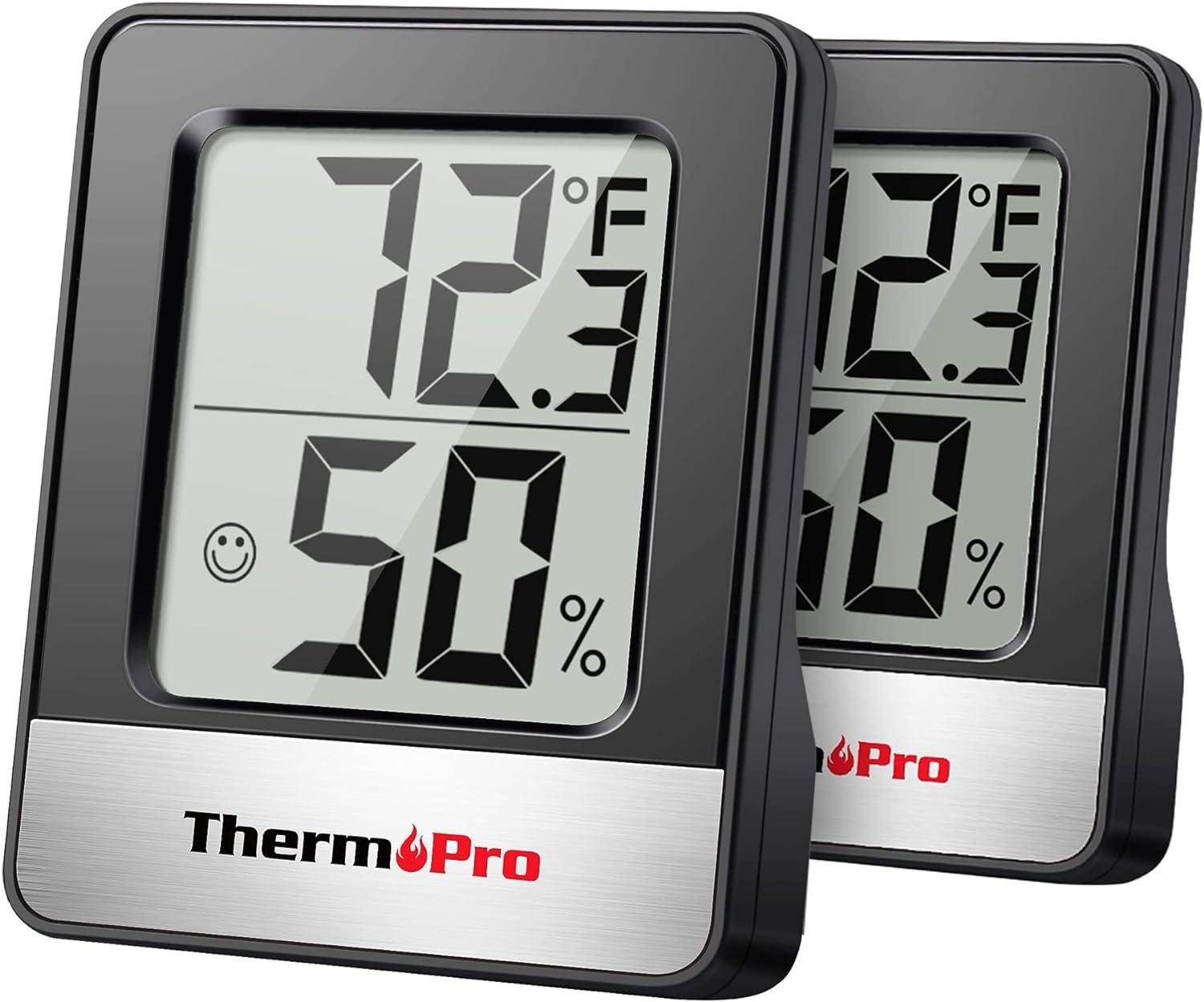 imageThermoPro TP49 Digital Hygrometer Indoor Thermometer Humidity Meter Room Thermometer with Temperature and Humidity Monitor Mini Hygrometer OutdoorBlack Indoor Thermometer