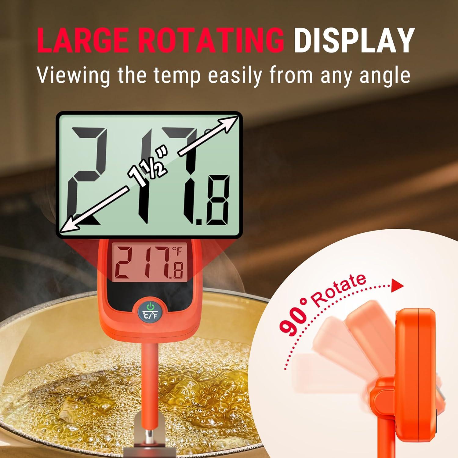imageThermoPro TP509 Candy Thermometer with Pot Clip 10quot Long Probe Instant Read Meat Food Thermometer with LCD Cooking Oil Thermometer Deep Frying Thermometer for Candy Maple Syrup Sugar Brewing Making