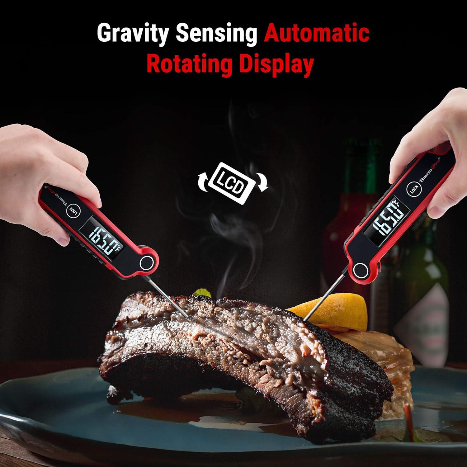 imageThermoPro TP620 Instant Read Meat Thermometer Digital Cooking Thermometer with Large AutoRotating LCD Display Waterproof Food Thermometer Digital for Kitchen BBQ or Grill