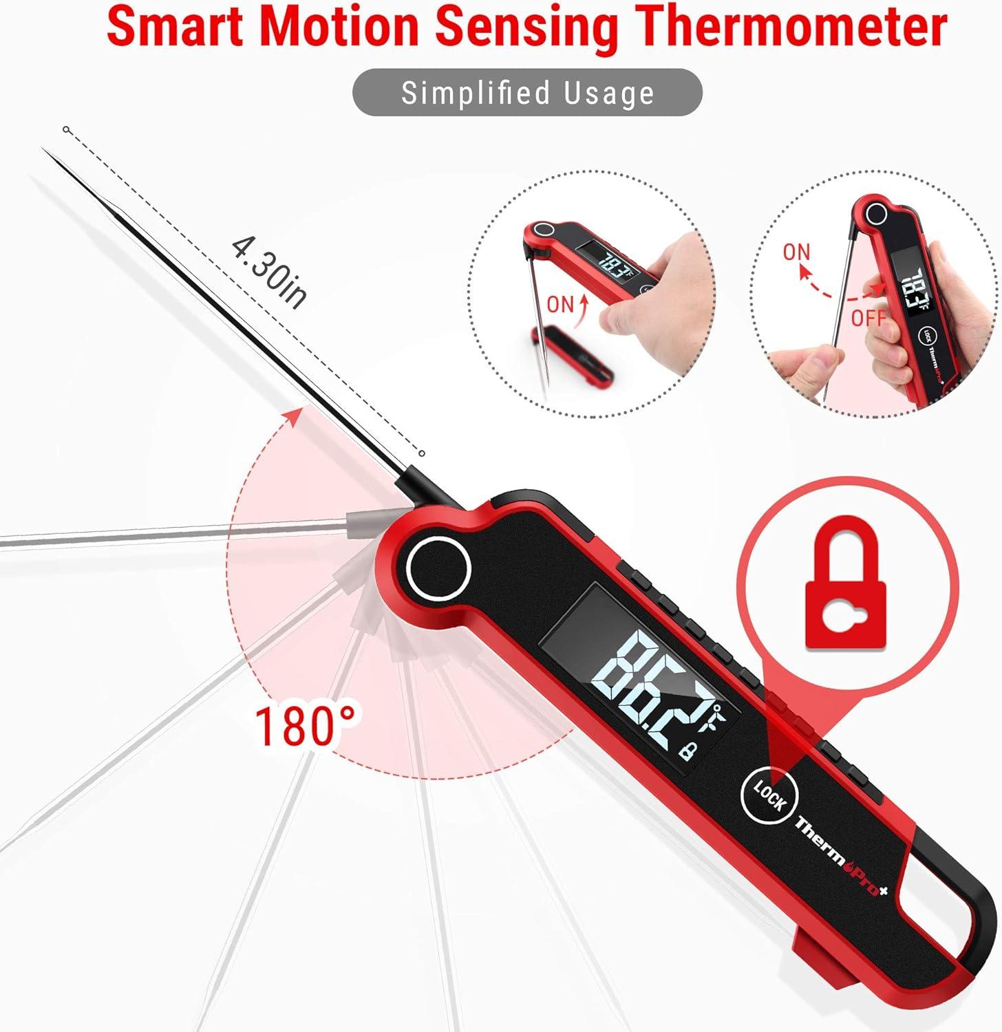 imageThermoPro TP620 Instant Read Meat Thermometer Digital Cooking Thermometer with Large AutoRotating LCD Display Waterproof Food Thermometer Digital for Kitchen BBQ or Grill
