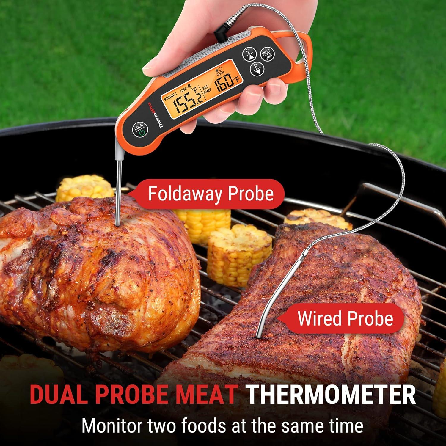 imageThermoPro TP710 Instant Read Meat Thermometer Digital for Cooking 2in1 Waterproof Kitchen Food Thermometer with Dual Probes and Dual Temperature Display for Oven Grilling Smoker ampamp BBQ