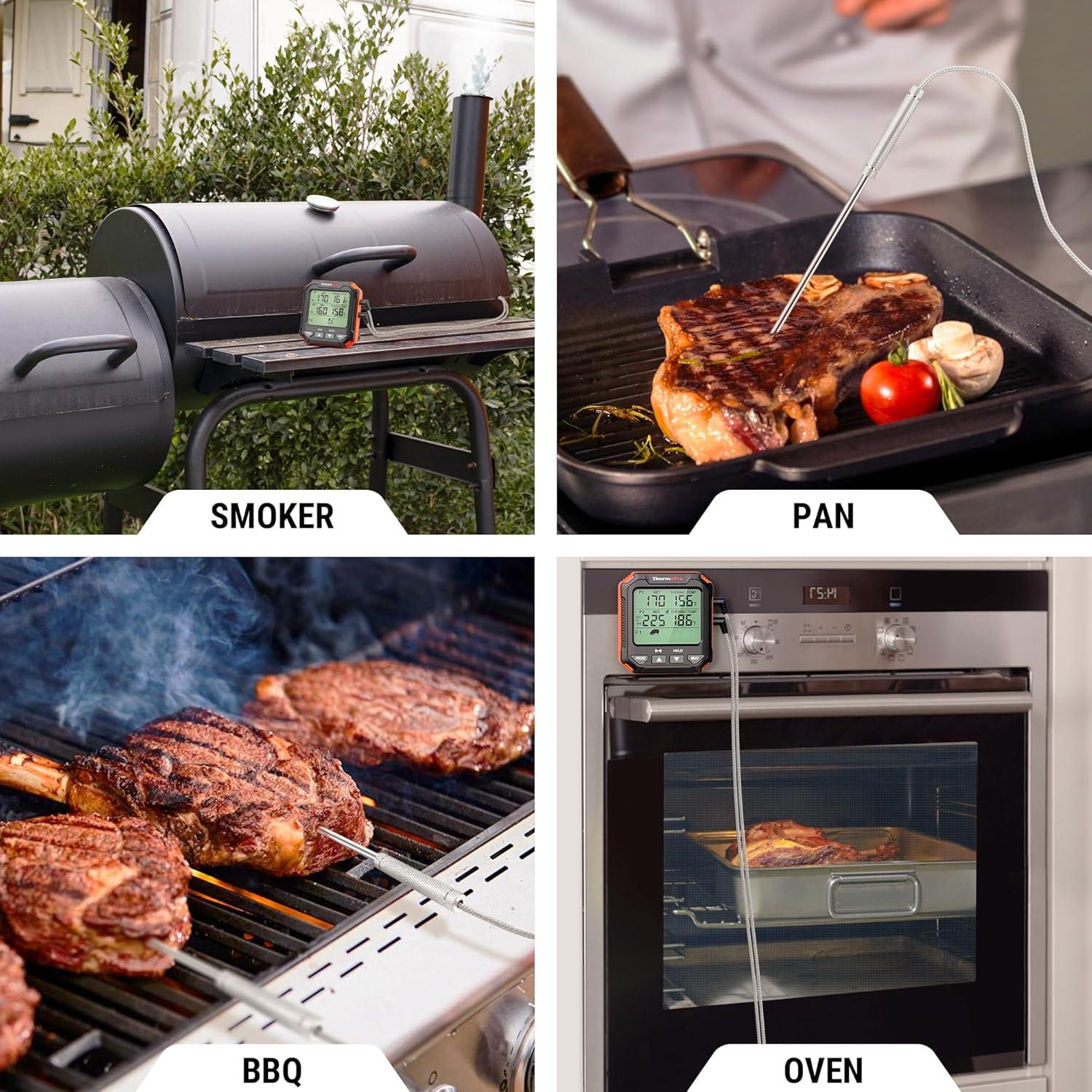 imageThermoPro TP717 Digital Meat Thermometer for Grilling Backlit Grill Thermometer Meat Thermometer Oven Safe with 2 Meat Probes Food Thermometer for Cooking with Temp Alert for Smoker BBQ Oven