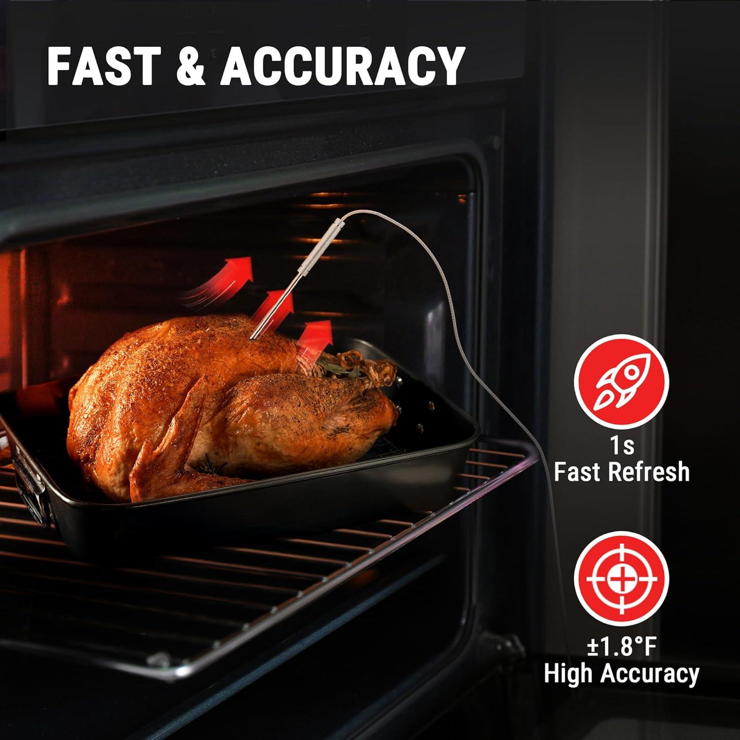 imageThermoPro TP717 Digital Meat Thermometer for Grilling Backlit Grill Thermometer Meat Thermometer Oven Safe with 2 Meat Probes Food Thermometer for Cooking with Temp Alert for Smoker BBQ Oven