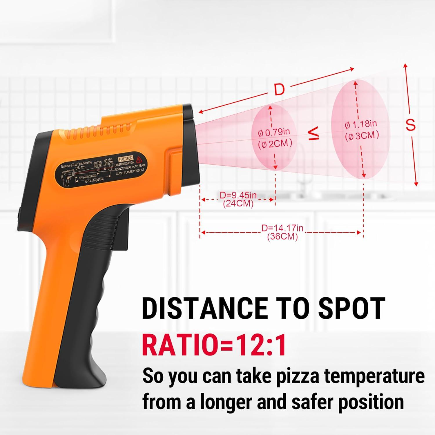 imageThermoPro Temperature Gun Infrared Thermometer Gun with Laser Pointer Meat Thermometer Digital with Super Long Probe Food Thermometer for Cooking Laser Thermometer Gun 581022 Not for Human