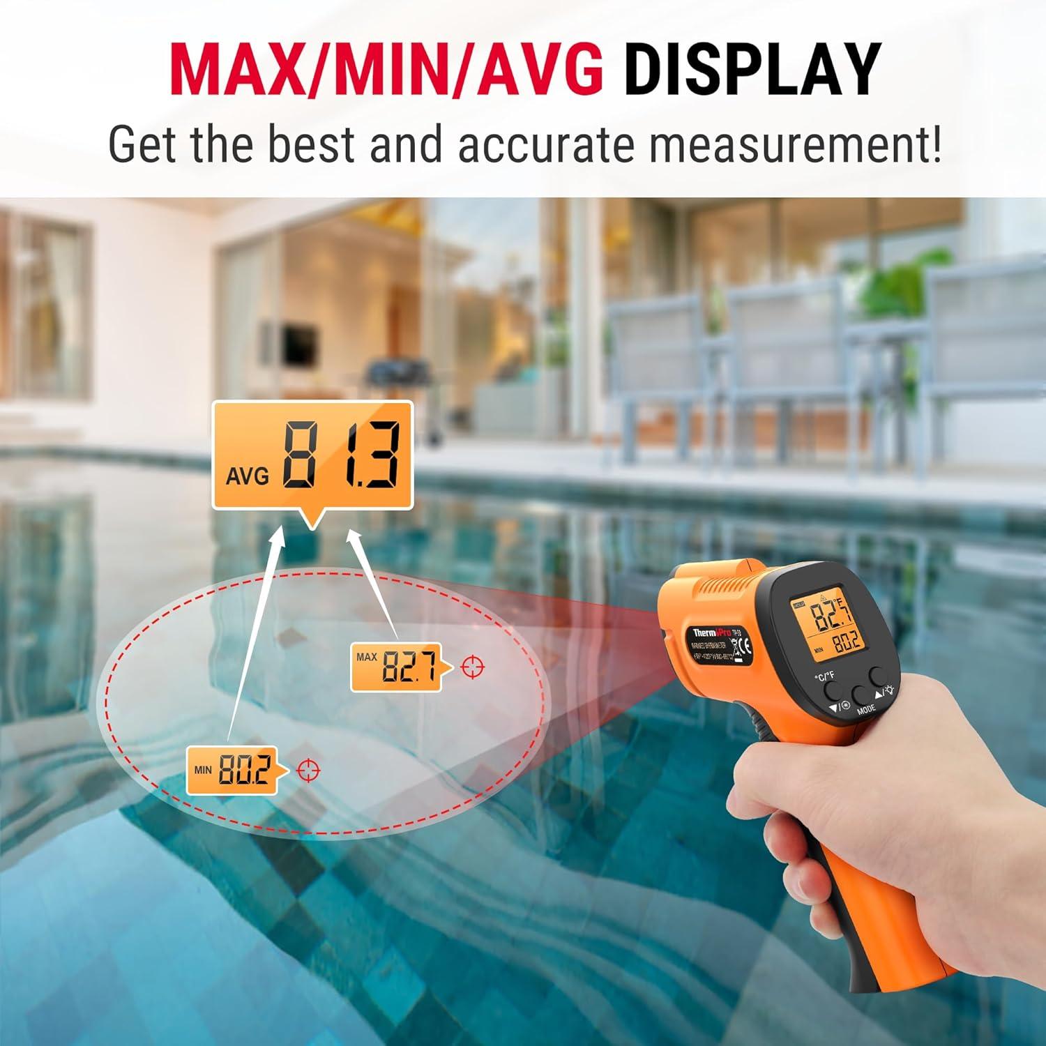 imageThermoPro Temperature Gun Infrared Thermometer Gun with Laser Pointer Meat Thermometer Digital with Super Long Probe Food Thermometer for Cooking Laser Thermometer Gun 581022 Not for Human