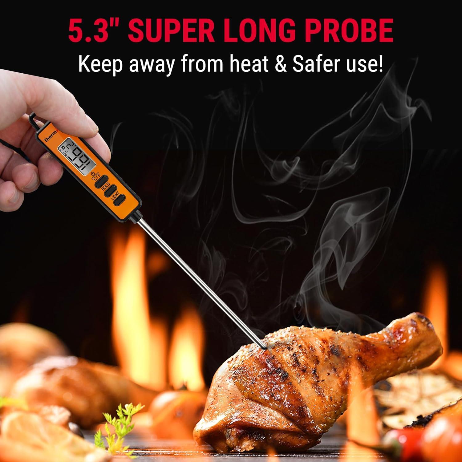 imageThermoPro Temperature Gun Infrared Thermometer Gun with Laser Pointer Meat Thermometer Digital with Super Long Probe Food Thermometer for Cooking Laser Thermometer Gun 581022 Not for Human