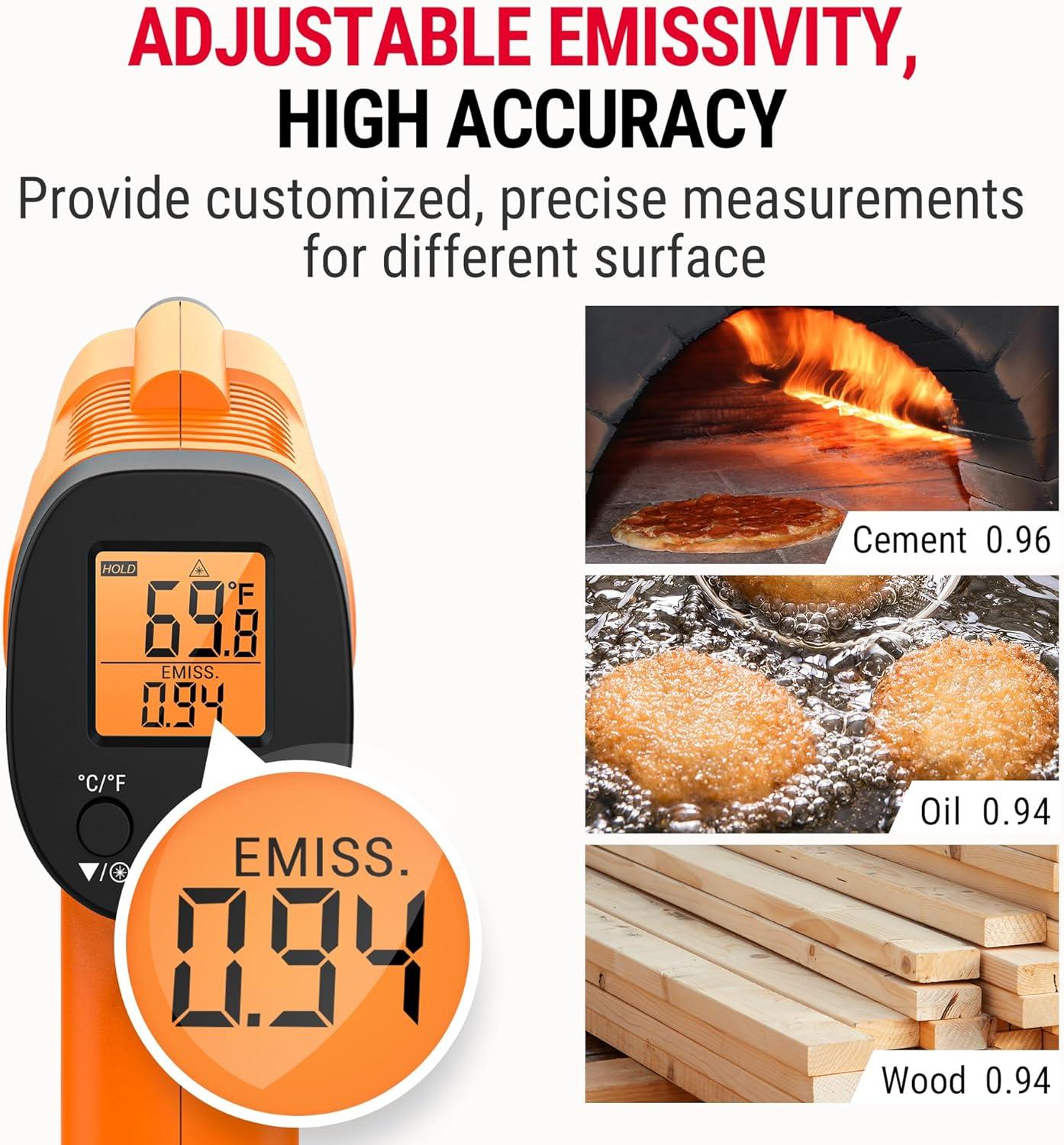 imageThermoPro Temperature Gun Infrared Thermometer Gun with Laser Pointer Meat Thermometer Digital with Super Long Probe Food Thermometer for Cooking Laser Thermometer Gun 581022 Not for Human