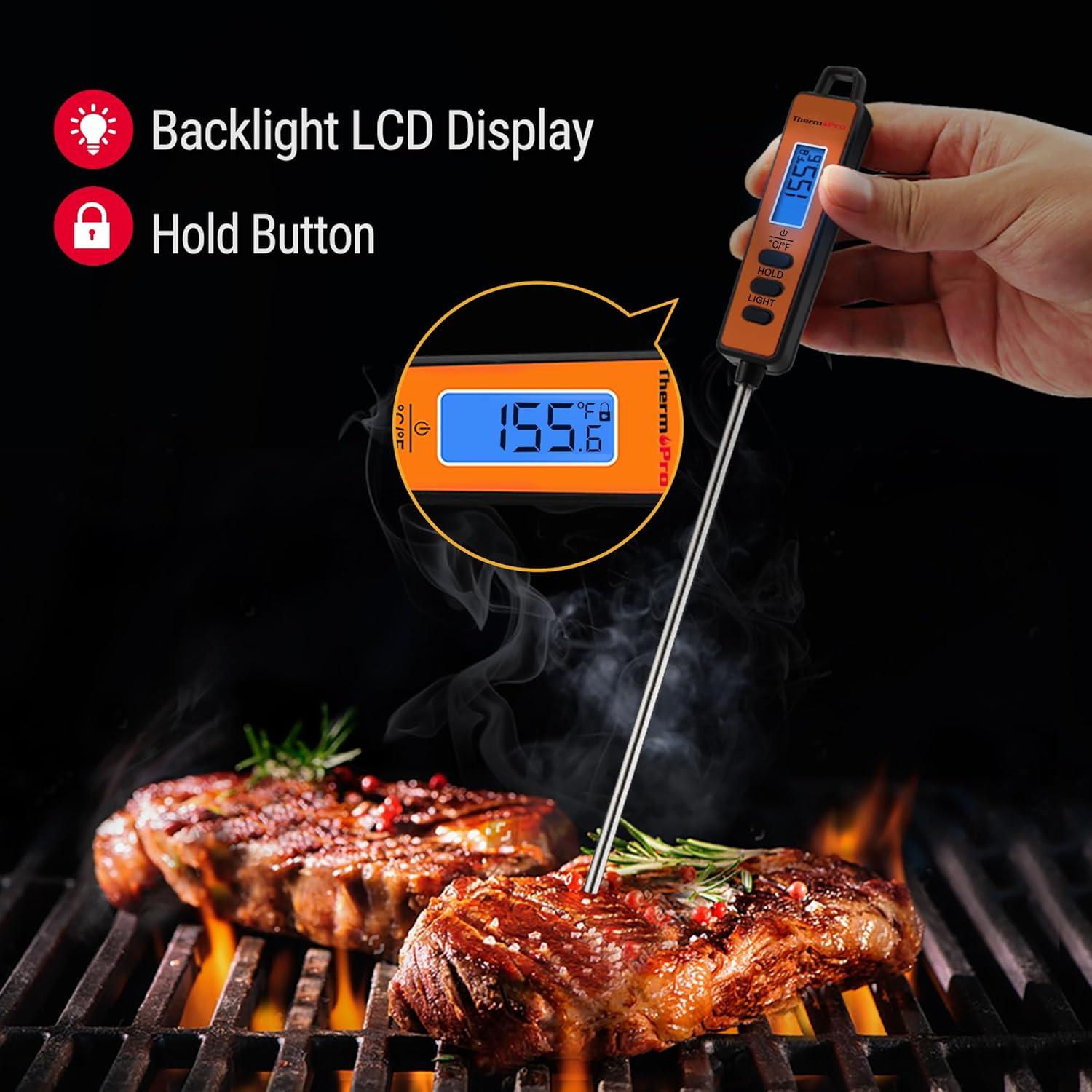 imageThermoPro Temperature Gun Infrared Thermometer Gun with Laser Pointer Meat Thermometer Digital with Super Long Probe Food Thermometer for Cooking Laser Thermometer Gun 581022 Not for Human