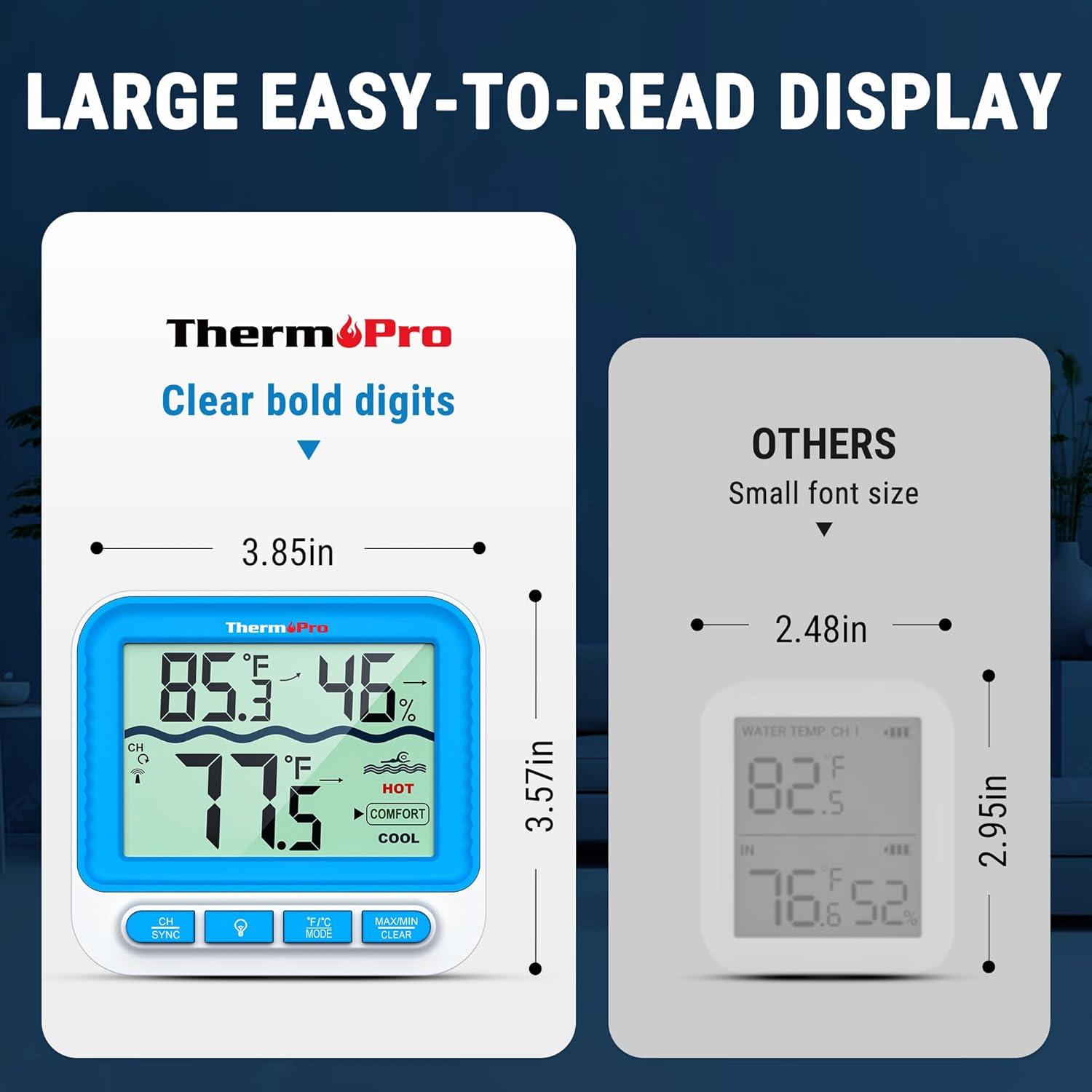 imageThermoPro Waterproof Wireless Indoor Outdoor Thermometer for Swimming Pool Upgraded IPX8 Water Temperature Monitor Floating for Hot Tub Cold Plunge Ice Bath PondPool Thermometer