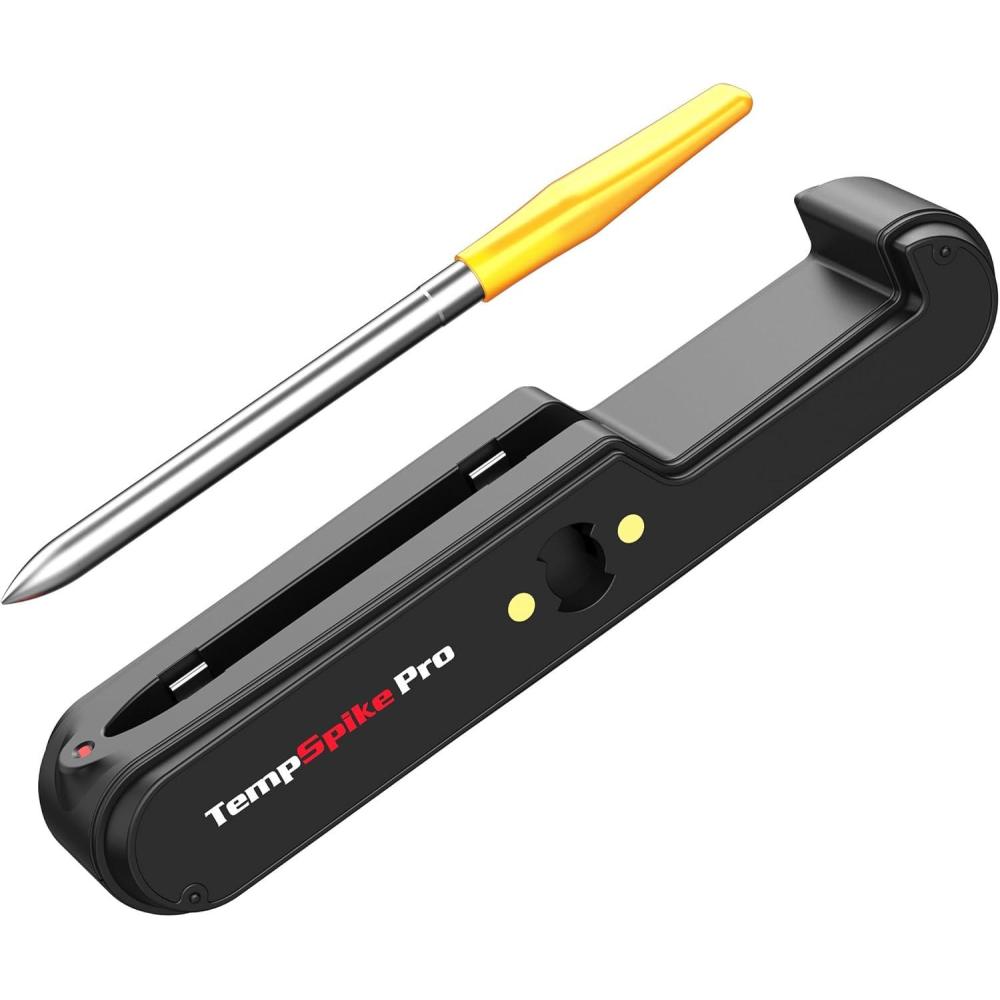 imageTempSpike Wireless Meat Thermometer Digital with App WiFi ampamp Bluetooth BBQ Grill Thermometer with High Precision Waterproof ampamp HeatResistant Probes Rechargeable Base with Display for BBQ Smoker OvenYellow Probe