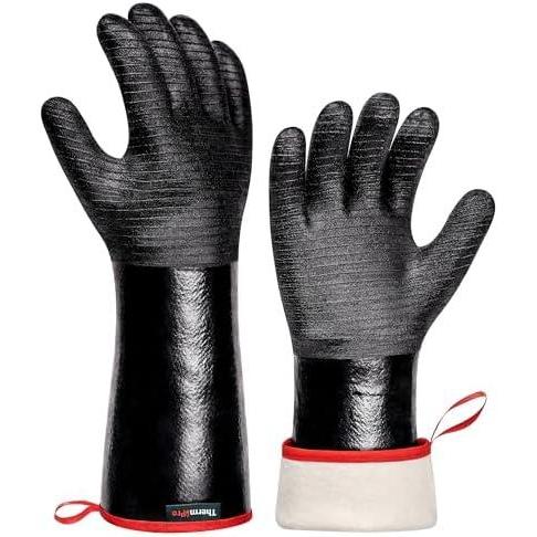 imageThermoPro 932F Heat Resistant BBQ Gloves 14quot Waterproof Oven ampamp Grill Gloves Oil ampamp SlipResistant Neoprene Oven Mitts for BBQ Fire Pit Rotisserie Smoker Accessories Gifts for Men and Women17INCH