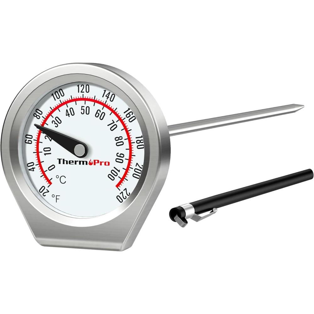 imageThermoPro APT200 Meat Thermometer for Cooking with ExtraLarge 2Inch Dial Analog Dial Food Cooking Thermometer with 51quot Stainless Steel Probe for Poultry Ham Pork Beef Candy Making AccessoryFlat Side