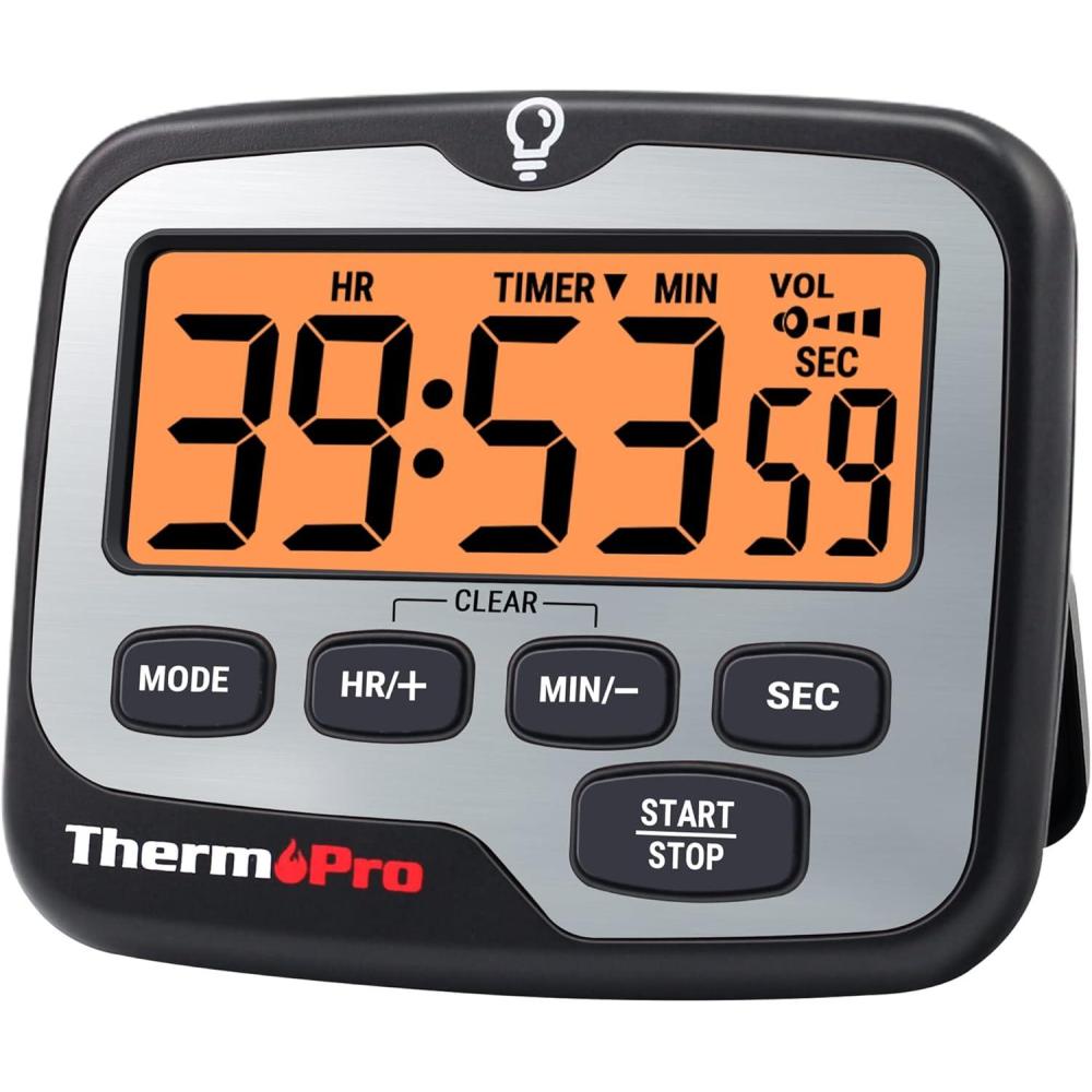 imageThermoPro TM01 Kitchen Timers for Cooking with Count Up Countdown Timer Digital Timer for Kids Students with Touch Backlight Study Timers for Classroom Teacher Supplies1 Pack