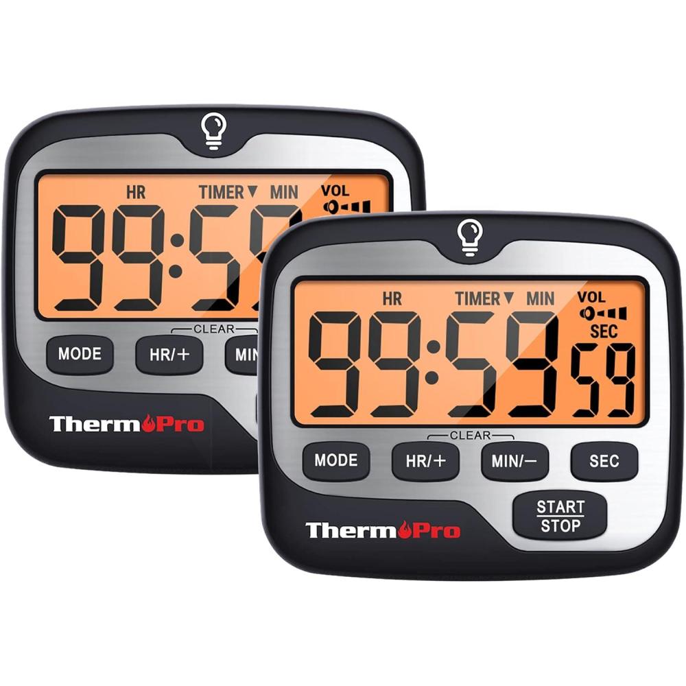 imageThermoPro TM01 Kitchen Timers for Cooking with Count Up Countdown Timer Digital Timer for Kids Students with Touch Backlight Study Timers for Classroom Teacher Supplies2 Pack