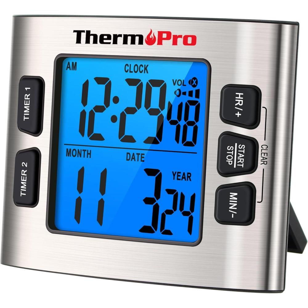 imageThermoPro TM02 24 Hours Digital Timer with Dual Kitchen Timers for Cooking Stop Watches Magnetic Timer Clock with Adjustable Alarm Volume ampamp LCD Backlit Display Classroom Timer for Kids ampamp Teachers1