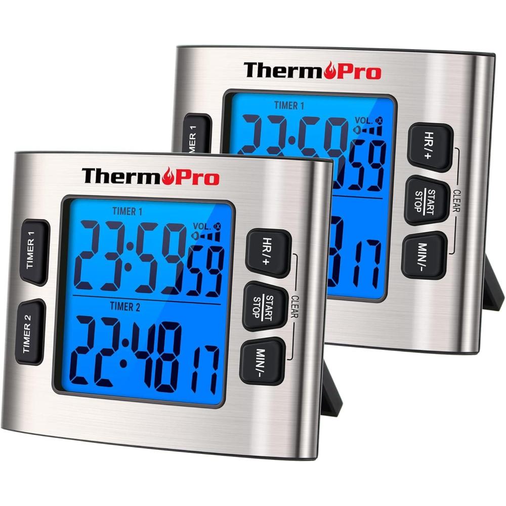 imageThermoPro TM02 24 Hours Digital Timer with Dual Kitchen Timers for Cooking Stop Watches Magnetic Timer Clock with Adjustable Alarm Volume ampamp LCD Backlit Display Classroom Timer for Kids ampamp Teachers2