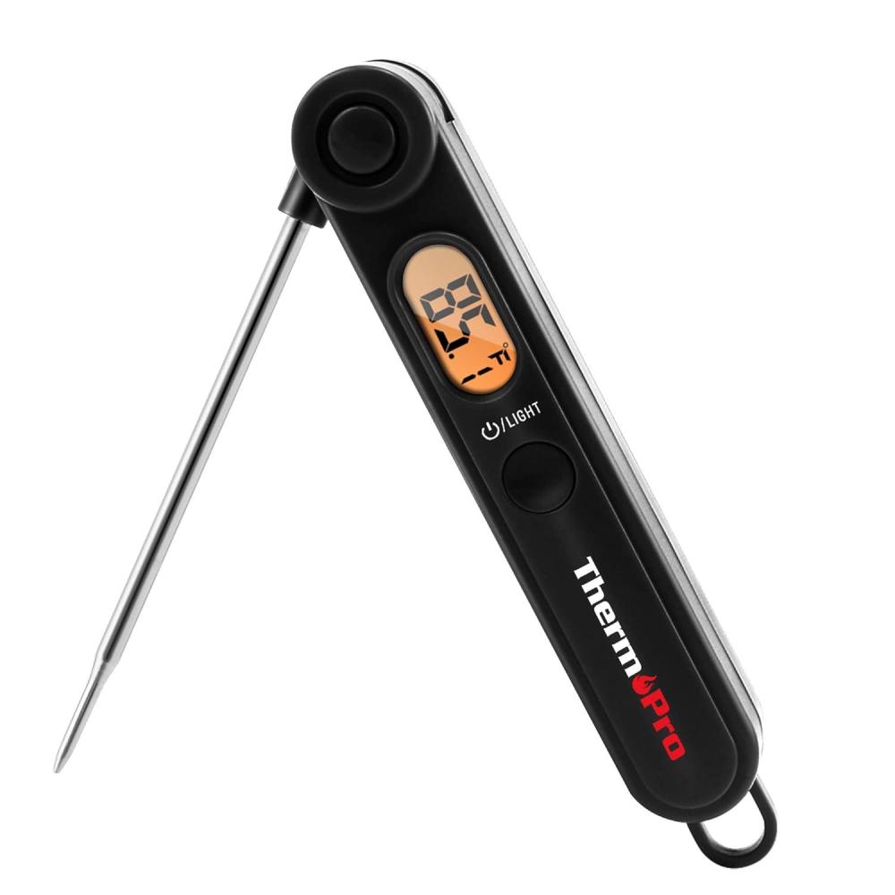 imageThermoPro TP03B Digital Meat Thermometer for Cooking Instant Read Thermometer with Backlight Kitchen Food Thermometer for Grill Smoker BBQ Oil Deep Fry Candy Bread Coffee with Popup Meat ProbePitchblack