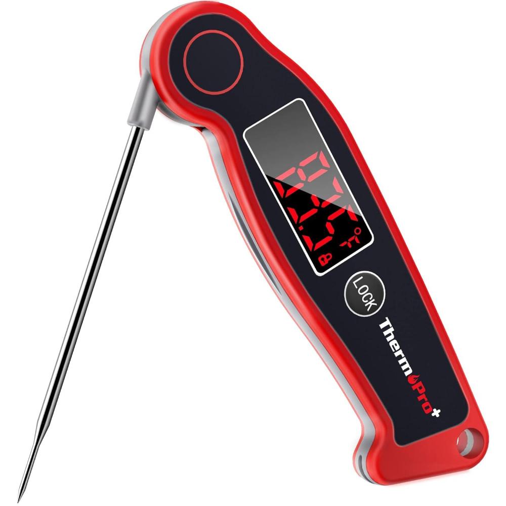 imageThermoPro TP19 Waterproof Digital Meat Thermometer for Grilling with Ambidextrous Backlit ampamp Thermocouple Instant Read Kitchen Cooking Food Thermometer for Candy Water Oil BBQ Grill SmokerClassicred