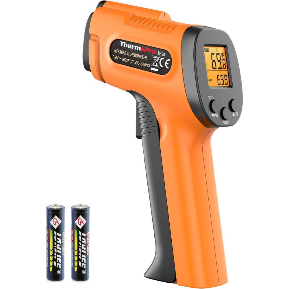 imageThermoPro TP450 Dual Laser Temperature Gun for Cooking Digital Infrared Thermometer for Pizza Oven Grill Laser Thermometer Gun with Adjustable Emissivity Temp Gun 58to 1022Not for Human1 Laser DS 121