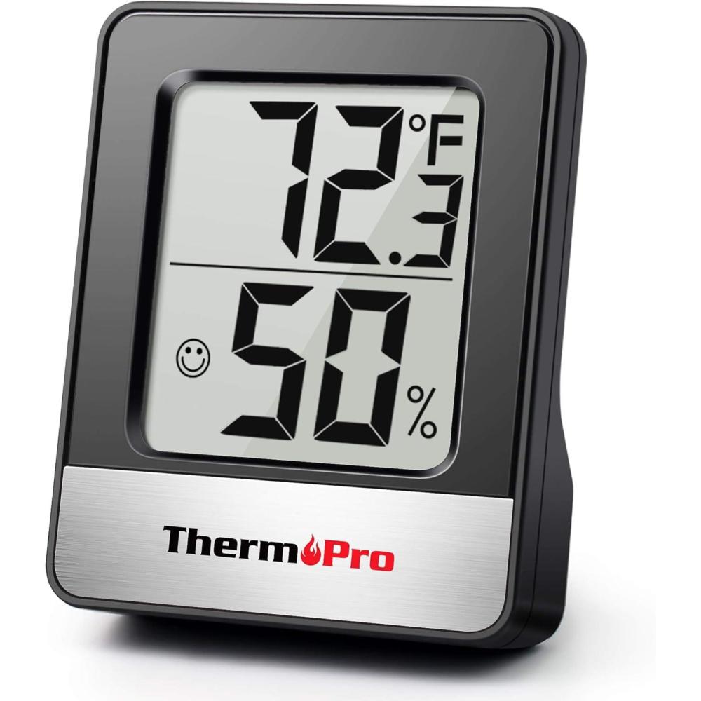 imageThermoPro TP49 Digital Hygrometer Indoor Thermometer Humidity Meter Room Thermometer with Temperature and Humidity Monitor Mini Hygrometer OutdoorBlack Indoor Thermometer