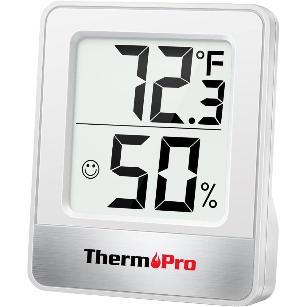 imageThermoPro TP49 Digital Hygrometer Indoor Thermometer Humidity Meter Room Thermometer with Temperature and Humidity Monitor Mini Hygrometer OutdoorWhite Indoor Thermometer