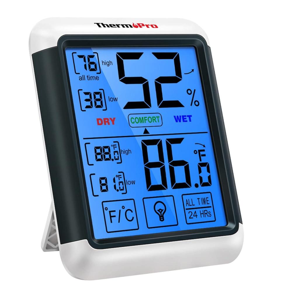 imageThermoPro TP55 Digital Indoor Hygrometer Thermometer 4Inch Temperature Humidity Monitor with Touchscreen and Backlit Indoor Room Thermometer Humidity Meter for House Home Greenhouse1