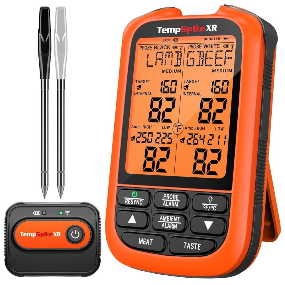 imageThermoPro TempSpike 1000FT Wireless Meat Thermometer Digital with 2 Upgraded UltraThin Probe Kitchen Food Thermometer for Cooking Turkey Oven Smoker Rotisserie BBQ Grill Temperature Indicator2000ft Meat Thermometer