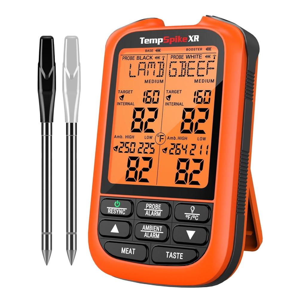 imageThermoPro TempSpike 1000FT Wireless Meat Thermometer Digital with 2 Upgraded UltraThin Probe Kitchen Food Thermometer for Cooking Turkey Oven Smoker Rotisserie BBQ Grill Temperature Indicator1000ft Meat Thermometer