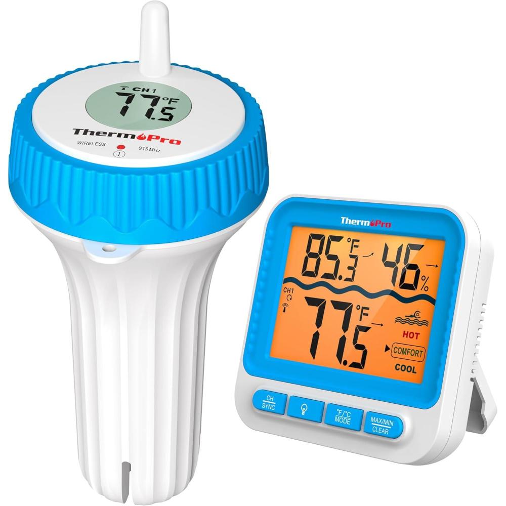 imageThermoPro Waterproof Wireless Indoor Outdoor Thermometer for Swimming Pool Upgraded IPX8 Water Temperature Monitor Floating for Hot Tub Cold Plunge Ice Bath PondPool Thermometer