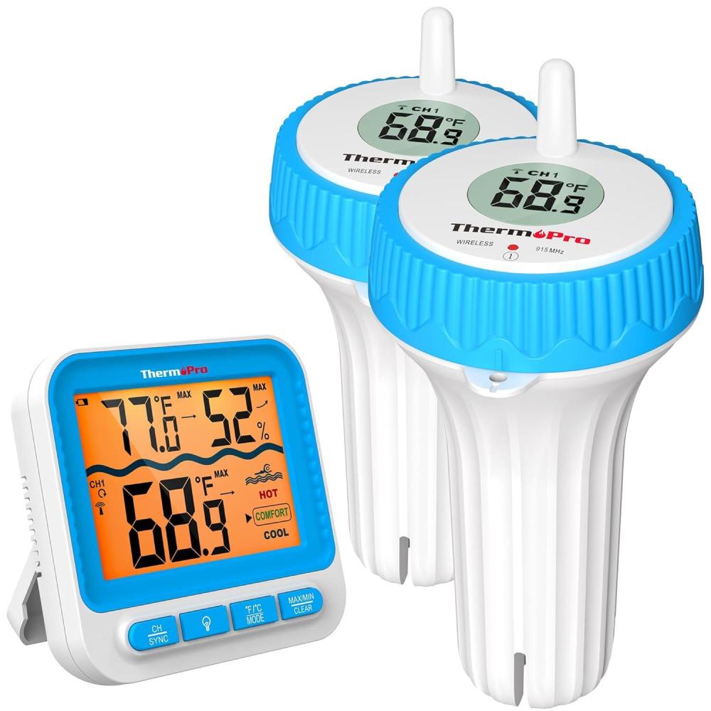 imageThermoPro Waterproof Wireless Pool Thermometer Easy Read Digital Pool Thermometer Floating for Swimming Pool Upgraded IPX8 Water Temperature Monitor for Hot Tub Cold Plunge Ice Bath Pond2