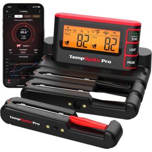 TempSpike Wireless Meat Thermometer Digital with App, WiFi & Bluetooth BBQ Grill Thermometer with High Precision, Waterproof & Heat-Resistant Probes, Rechargeable Base with Display for BBQ Smoker Oven(3 Probes)
