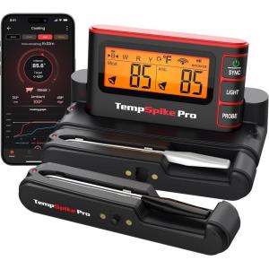 TempSpike Wireless Meat Thermometer Digital with App, WiFi & Bluetooth BBQ Grill Thermometer with High Precision, Waterproof & Heat-Resistant Probes, Rechargeable Base with Display for BBQ Smoker Oven(2 Probes)