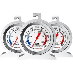 ThermoPro 2-Pack Oven Thermometer for Gas Oven, 50-300°C/100-600°F Smoker Temperature Gauge with 431 Stainless Steel, Analog Instant Read Cooking Thermometer(3)