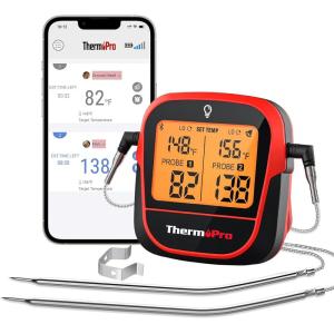 ThermoPro 450-ft Wireless Meat Thermometer Digital, Bluetooth Meat Thermometer Wireless for Meat Steak, Smoker Thermometer with Dual Meat Probe, Cooking Food Thermometer for Grilling and Smoking