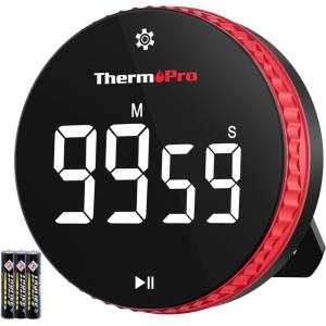 ThermoPro 99-Hour Digital Kitchen Timer with Strong Magnetic & Stable Stand, Classroom Timers with 3-Volume-Level, Stopwatch/Timer with Large LED Display, Digital Timers for Classroom, Office & Gym(Red)