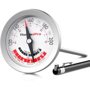 ThermoPro APT200 Meat Thermometer for Cooking with Extra-Large 2-Inch Dial, Analog Dial Food Cooking Thermometer with 5.1″ Stainless Steel Probe for Poultry, Ham, Pork, Beef Candy Making Accessory(Analog-Big Screen)