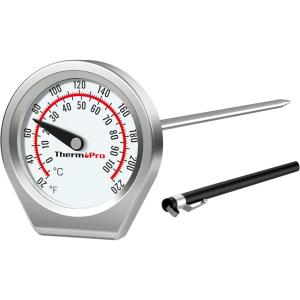 ThermoPro APT200 Meat Thermometer for Cooking with Extra-Large 2-Inch Dial, Analog Dial Food Cooking Thermometer with 5.1″ Stainless Steel Probe for Poultry, Ham, Pork, Beef Candy Making Accessory(Flat Side)